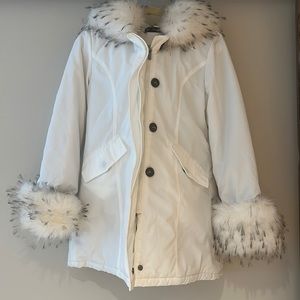 K ZELLE White Ski Jacket with Faux Fur